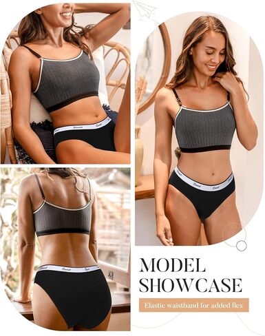 LEVAO Cotton Underwear for Women Sport Low Rise Stretch Bikini Underwear Full Coverage Panties 5 Multipack S-XL in Saudi Arabia