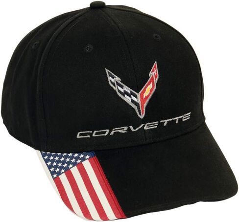 C8 Corvette Hat - Next Generation Stars & Stripes American Flag Patriot Cap (Black) in Saudi Arabia
