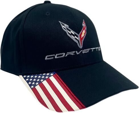 C8 Corvette Hat - Next Generation Stars & Stripes American Flag Patriot Cap (Black) in Saudi Arabia