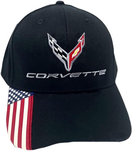 C8 Corvette Hat - Next Generation Stars & Stripes American Flag Patriot Cap (Black) in Saudi Arabia