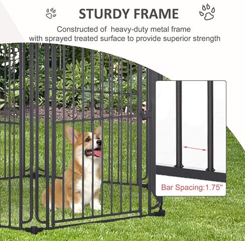 PawHut 60 "× 52" روضة للكلاب معدنية شديدة التحمل، بيت قفص للحيوانات الأليفة في الهواء الطلق، حاجز سياج لتمرين الجرو مع سقف بوليستر مقاوم للطقس، باب قفل، وإطار معدني in Kuwait