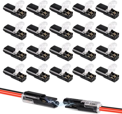 20pcs Double-Wire Plug-in Connector, Pluggable Led Wire Connectors with Locking Buckle Fast Connect Low Voltage Wire Connectors in Saudi Arabia