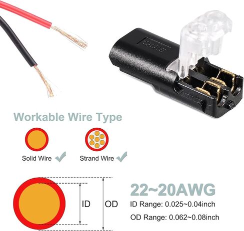 20pcs Double-Wire Plug-in Connector, Pluggable Led Wire Connectors with Locking Buckle Fast Connect Low Voltage Wire Connectors in Saudi Arabia