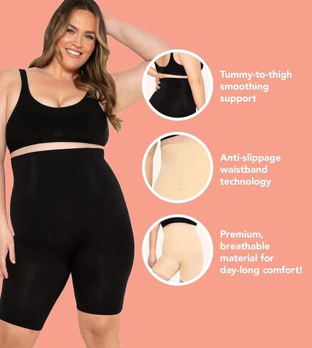 Conturve High Waisted Body Shaper Shorts Shapewear for Women Tummy Control Thigh Slimming with Flexible Boning Technology (Beige, 4XL) in Saudi Arabia