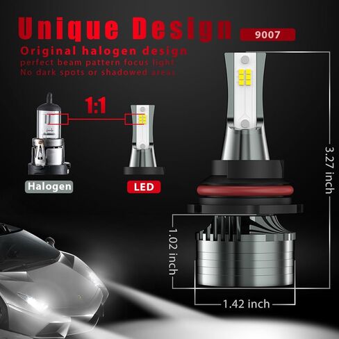 Marsauto H13/9008 Light Bulbs, 30000LM H13 Super Bright Front Light Bulbs Plug and Play, Turbo Fan, 50000 Hours Lifespan, 6500K Cool White, No Polarity, Fog Light, Pack of 2 in Kuwait