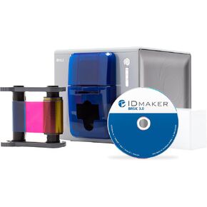 ماكينة طباعة بطاقات ID Maker Zenius ذات وجه واحد ومجموعة مستلزمات لطباعة الشارات - طباعة شارة تعريف الجودة الاحترافية - برنامج IDMaker، شريط ملون 200 طباعة، 200 بطاقة PVC in Kuwait