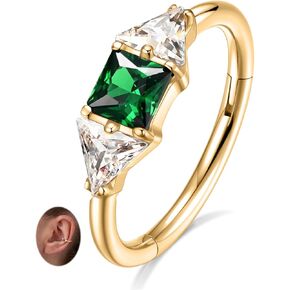 PEAKLINK 316L Surgical Steel Conch Piercing Jewelry Cube Zircon Nose Hoop Ring Septum Daith Rook Tragus Helix Cartilage Conch Hoop Earring in Saudi Arabia