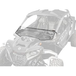 SuperATV Scratch Resistant Half Windshield for Maverick R, XR Optic Hard Coating, 1/4" Polycarbonate 250x Stronger than Glass, Superior Protection and Sleek Style, USA Made, No Tint in Saudi Arabia