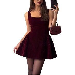 SOLY HUX Women's Sleeveless Square Neck Velvet Dress Elegant Cocktail Evening Mini Dresses in Saudi Arabia