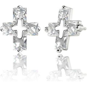 Hypoallergenic Cross Earrings for Men Women, Cubic Zirconia Stud Earrings, Religious Christian Gift for Boyfriend or Girlfriend with Gift Box in Saudi Arabia