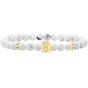 Uloveido Zodiac Bracelet for Women Men, Natural White Howlite Stone Star Sign Constellation Horoscope Bracelet Birthday Gift for Best Friends YA4647 in Saudi Arabia