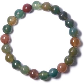 8mm Bold Real Natural Crystal Beaded Bracelet with Mystery Crystal Pendant (Multiple Wrist Sizes) | Large Gemstone Handmade Stretchy Healing Energy Protection Meditation Jewelry Gift for Men Women in Kuwait