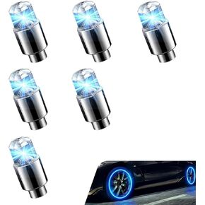 6 PCS Car Tire Valve Stem Cap Lights, LED Tire Valve Light, Waterproof Flash Neon Bulb, for Car Bike Motorcycle (Red) in Kuwait