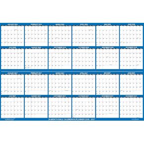 32" x 48" SwiftGlimpse 2026 2027 Wall Calendar, Large, Wet & Dry Erase Laminated, 24-Month Long Term Wall Planner, Navy in Kuwait