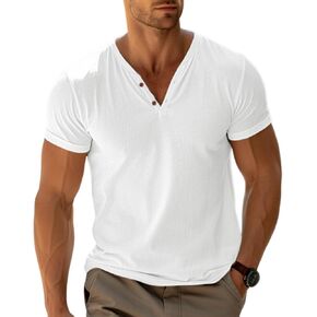 Rela Bota Men’s Henley Shirts Short Sleeve Casual T-Shirts Fashion Basic Summer Classic Solid Tee Tops in Kuwait