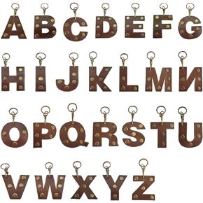 Genuine Leather Keychain Handmade Double Side Leather Car Key Chain Handcraft Letters Key Ring Holder Accessories in Saudi Arabia
