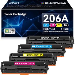 خراطيش حبر 206A مكونة من 4 عبوات (مع شريحة) متوافقة مع 206A W2110A لاستبدال HP Color Pro MFP M283 M283fdw M283cdw M283fdn Pro M255 M255dw (أسود سماوي أصفر أرجواني). in Kuwait