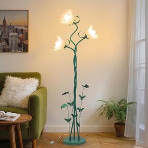 TOBUSA Flower Floor Lamp for Living Room Bedroom, 3-Light Cute Vintage Standing Lamp with Flexible Gooseneck, 67’’ Tall Green Floral Stand Up Lamp, Modern Unique Flower Corner Lamp for Reading Nursery in Kuwait
