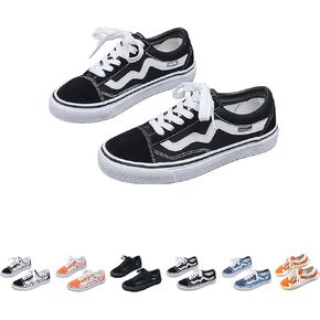 Women's Y2K Fashion Canvas Sneakers -Checkered/Stripe Color-Block Upper-Round Toe-Lace-Up- Breathable Lining- Non-Slip Durable Sole-Versatile Casual Shoes for Daily Wear. in Kuwait