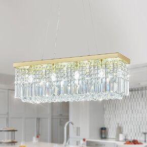 الثريات الذهبية الحديثة مستطيلة كريستال الثريا 39.37in السقف قلادة ضوء للمطبخ جزيرة غرفة المعيشة الطعام in Kuwait