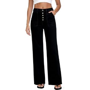 MARIASHA Women's Straight Leg Jeans High Waisted Button Fly Stretch Denim Trousers for Women in Saudi Arabia