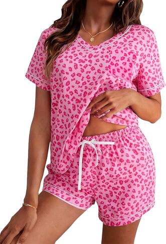 ASTANFY Valentines Day Pajamas Women 2 Piece Silk Valentine Pjs Cute Heart Pajamas V Neck Satin Sleepwear Loungewear Set in Saudi Arabia