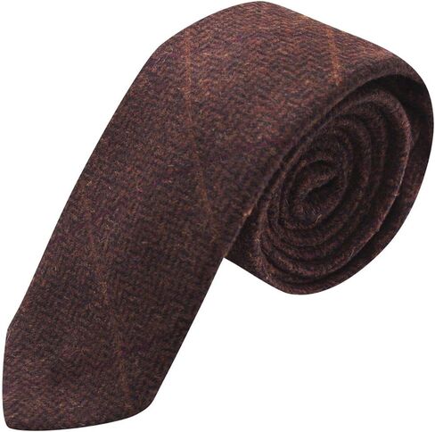 King & Priory Luxury Mahogany Herringbone Check Necktie, Tweed in Saudi Arabia