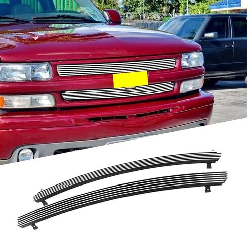 Chrome Front Grill Grille fits 1999-2002 Chevy Silverado 1500/2000-2006 Chevy Suburban Tahoe Aluminum Billet Grille Insert Polished（2pcs） in Saudi Arabia