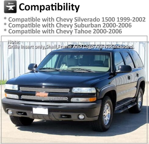 Chrome Front Grill Grille fits 1999-2002 Chevy Silverado 1500/2000-2006 Chevy Suburban Tahoe Aluminum Billet Grille Insert Polished（2pcs） in Saudi Arabia