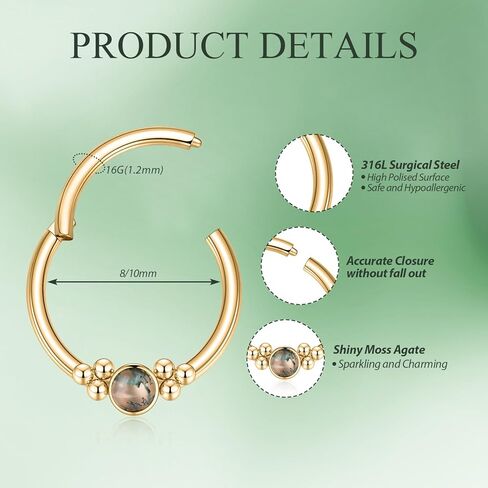 FUNLMO Septum Ring Daith Piercing Jewelry 316L Surgical Steel Nose Ring Hoop Helix Daith Tragus Conch Piercing Jewelry in Saudi Arabia