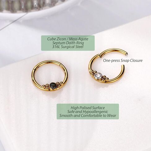 FUNLMO Septum Ring Daith Piercing Jewelry 316L Surgical Steel Nose Ring Hoop Helix Daith Tragus Conch Piercing Jewelry in Saudi Arabia