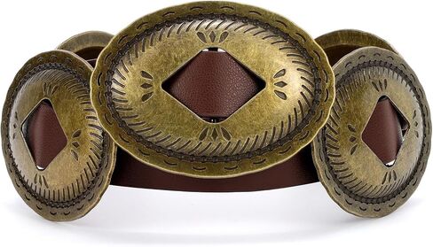 TRIWORKS Western Belts for Woman Oval Concho Belt Cowgirl Belt Boho Disc Belt Buckle for Dress Jeans Country Concert Outfit in Saudi Arabia
