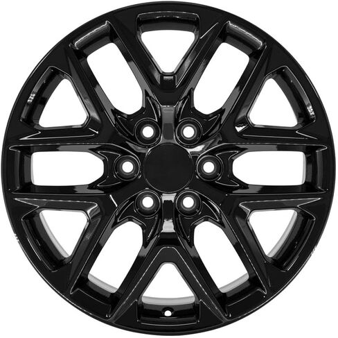 إطارات وإطارات OE Wheels CV62 مقاس 20 بوصة تناسب Silverado 1500 Style 6x139.7 20x9 أسود لامع - هولاندر 14078 - TS-37 AT 275/55-20 (مجموعة من 4) in Saudi Arabia