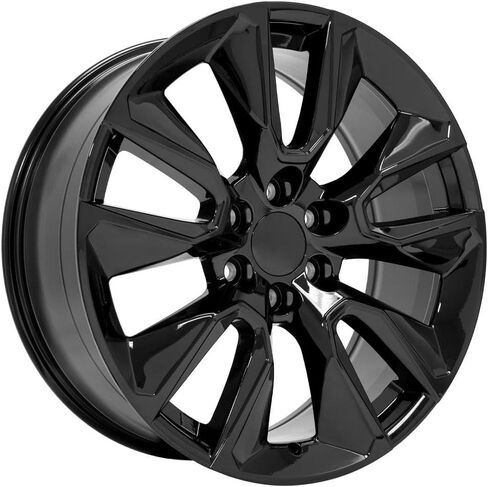 OE Wheels CV32 22 Inch Rims and Tires Fit Silverado 1500 Style 6x139.7 22x9 Gloss Black - Hollander 5916 - TS-37 AT 285/45-22 (Set of 4) in Saudi Arabia