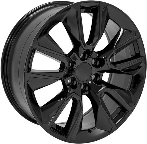 OE Wheels CV32 22 Inch Rims and Tires Fit Silverado 1500 Style 6x139.7 22x9 Gloss Black - Hollander 5916 - TS-37 AT 285/45-22 (Set of 4) in Saudi Arabia