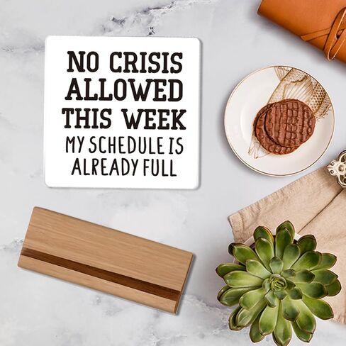 Funny Home Office Desk Decor, Bosses Day Gifts for Women, Boss Lady Gifts, Black No Crisis Allowed This Week 4 X 4 Inch in Saudi Arabia