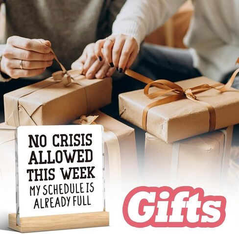 Funny Home Office Desk Decor, Bosses Day Gifts for Women, Boss Lady Gifts, Black No Crisis Allowed This Week 4 X 4 Inch in Saudi Arabia