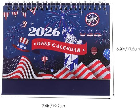Mini Desk Calendar 2026: Patriotic Flip Desk Calendar - Small Standing Monthly Planner for Scheduling Notetaking and Organization in Saudi Arabia