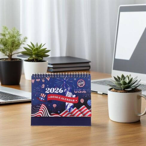 Mini Desk Calendar 2026: Patriotic Flip Desk Calendar - Small Standing Monthly Planner for Scheduling Notetaking and Organization in Saudi Arabia