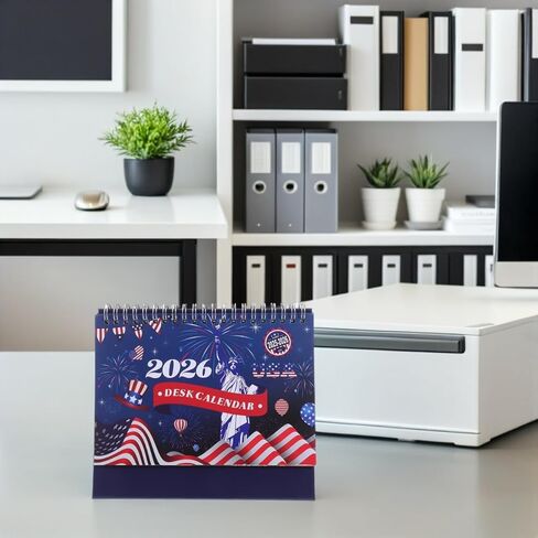 Mini Desk Calendar 2026: Patriotic Flip Desk Calendar - Small Standing Monthly Planner for Scheduling Notetaking and Organization in Saudi Arabia