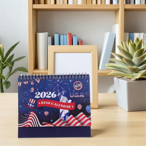 Mini Desk Calendar 2026: Patriotic Flip Desk Calendar - Small Standing Monthly Planner for Scheduling Notetaking and Organization in Saudi Arabia