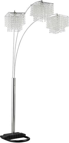 كوستر للمفروشات المنزلية - ميريام - مصباح ارضي معدني مع 3 مصابيح تصميم مقوس وخرز كريستال - غرفة المعيشة - 90 بوصة - كروم - 901484 in Kuwait