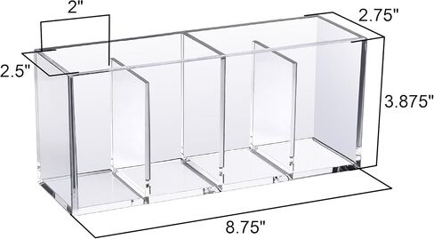 Amazing Abby Remote Control Holder (1-Pack), Clear Plastic 4-Compartment Organizer for TV Remote, Shatter-Proof Storage Box for Media Players, Controllers, and Office Supplies in Saudi Arabia