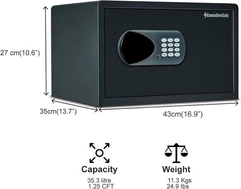 ACS-6 Large Digital Laptop Safe Box for Home, Office & Hotel – Fits 17" Laptop, Shelf, Electronic Keypad, Motorized Bolts, LED Display, USB Port & Emergency Key Lock – 1.25Cu.Ft Black in Saudi Arabia
