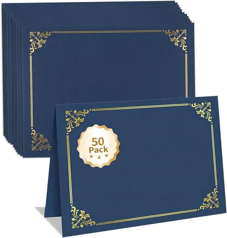 Binditek 50 Pack Certificate Holders, 350GSM Diploma Folders with Gold Foil Border, Navy Blue, Fits 8.5″ × 11″ Certificates for Graduation & Awards in Saudi Arabia