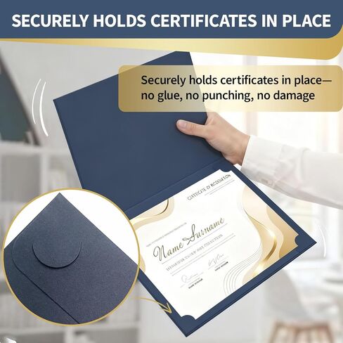 Binditek 50 Pack Certificate Holders, 350GSM Diploma Folders with Gold Foil Border, Navy Blue, Fits 8.5″ × 11″ Certificates for Graduation & Awards in Saudi Arabia