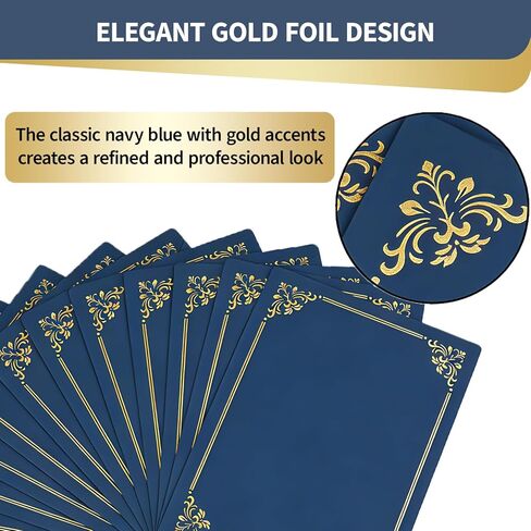 Binditek 50 Pack Certificate Holders, 350GSM Diploma Folders with Gold Foil Border, Navy Blue, Fits 8.5″ × 11″ Certificates for Graduation & Awards in Saudi Arabia