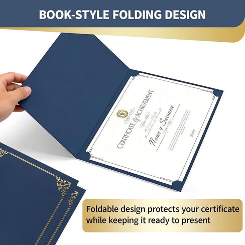 Binditek 50 Pack Certificate Holders, 350GSM Diploma Folders with Gold Foil Border, Navy Blue, Fits 8.5″ × 11″ Certificates for Graduation & Awards in Saudi Arabia