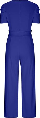 Jumpsuits for Women Dressy Casual Short Sleeve Summer Romper V Neck Drawstring One Piece Vacation Elegant Outfits in Kuwait