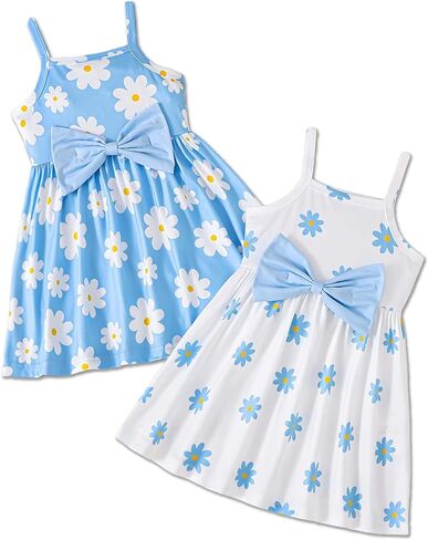 فساتين الفتيات الصيف طفل الفتيات اللباس Multipack 2 3-حزمة عارضة حزب طباعة ألف خط فستان الشمس in Kuwait